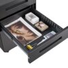 3 Drawer Mobile File Cabinet Under Desk Office, Simple Style Versatile Storage Cabinet For Legal / Letter / A4 Files, 5 Wheel Design Anti-Tilting Cold Rolled Steel Waterproof Moisture-Proof - Black - Image 11