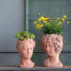 8X9X11.5" Head Bust Planter, Greek Style Cement Head Planter, Indoor Outdoor Home Garden Decor - Brown - Image 15