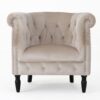 Celestialis - Upholstered Velvet Club Chair With Tub Design And Rolled Recessed Armrests - Champagne - Image 5