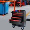 Rolling Metal Tool Chest With 5 Drawers, 20" Steel Storage Cabinet With Ball Bearing Slides - Black / Red - Image 13