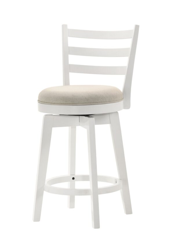 Joplin - Ladder Back Counter Height Swivel Chair With Upholstered Seat - White