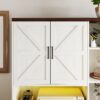Farmhouse Kitchen Pantry Sideboard With Cabinet And Drawer, Multi Functional Kitchen Buffet With Hutch And Glass Holder, Microwave Stand With Charging Station - Brown / Antique White - Image 10
