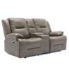 2 Seater Home Theater Recliner Manual Recliner Chair With A Led Light Strip Two Cup Holders And A Storage Box For Living Room - Gray - Image 7