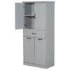 Stylish Bathroom Storage Cabinet With 2 Laundry Baskets - Gray - Image 15