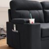 Kaden - Sleeper Sectional Sofa Chaise With Storage Arms And Cupholder - Black - Image 3