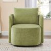 360° Swivel Chair, Accent Barrel Armchair, Upholstered With Curved Design - Green - Image 3