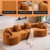 Compression Sofa:4 Seater Orange Sofa With Wood Grain Chenille Fabric, 30D, 60 Hardness Full Sponge, 4 Pillows For Living Room, Home Furniture Sleeper Sectional Sofa For Apartment - Image 4