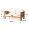 Acacia Wood Loveseat And Coffee Table Set With Cushions - Brown - Image 3