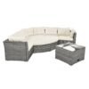Patio Furniture Set Outdoor Daybed Rattan Sectional With Cushions And Center Table - Beige - Image 21