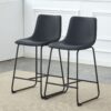 (Set of 2) Modern Minimalist Style Material Bar Stools, Suitable For Kitchen, Bar And Modern Home Design - Black - Image 5