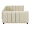 Queen & Twin Long Size Upholstered Platform Bed, Mother & Child Bed - Beige - Image 8