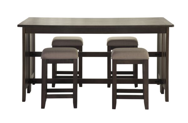Drop Leaf Table & 4 Stools - Dark Brown