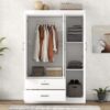 3 Door Wardrobe With 2 Drawers - White - Image 14
