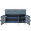 3 Door 3 Drawer Cabinet, American Furniture, Suitable For Bedroom, Living Room, Study - Blue - Image 6
