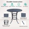 Cast Aluminum Round Counter Table With Lattice Design And Umbrella Hole - Dark Lava Bronze - Image 5