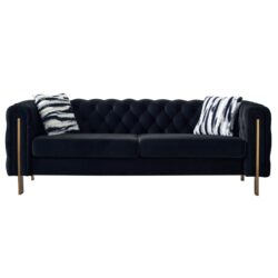 Chesterfield - Modern Tufted Velvet Living Room Sofa, 84.25''W Couch - Black