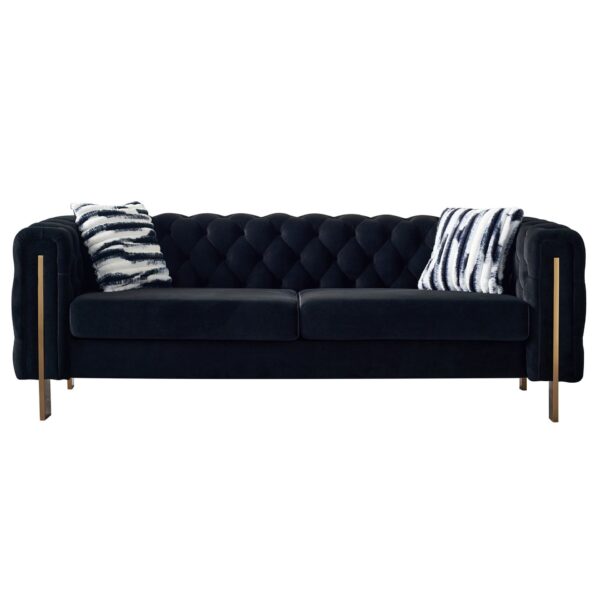 Chesterfield - Modern Tufted Velvet Living Room Sofa, 84.25''W Couch - Black