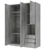 2 Doors Wardrobe Storage For Bedroom With Shelves And 3 Drawers - Gray - Image 5