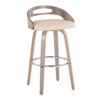 Cassis - Mid-Century Modern Fixed Height Barstool With Swivel With Round Footrest (Set of 2) - Light Gray / Cream - Image 2