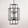 8 Light Metal Lantern Tiered Pendant Hanging Light Fixtures, Industrial Farmhouse Adjustable Height Chandeliers For Dining Room Hallway Foyer Entryway (E12 Bulbs Not Included) - Matte Black - Image 9