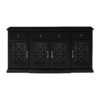 Classic Fretwork Detailed Glass Door Sideboard - Black - Image 3