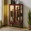 Curio Cabinet Lighted Curio Diapaly Cabinet With Adjustable Shelves And Mirrored Back Panel, Tempered Glass Doors 3 Tier, (E26 Light Bulb Not Included) - Cherry - Image 10