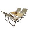 5 Pieces Dining Set, Multi-Function Foldable And Portable, 1 Dining Table & 4 Folding Chairs, Indoor And Outdoor Universal For Children - Natural - Image 5