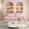 Queen Pull Out Sofa Bed, 3 In 1 Convertible Sleeper Sofa Multifunctional Velvet Loveseat Bed - Pink - Image 9