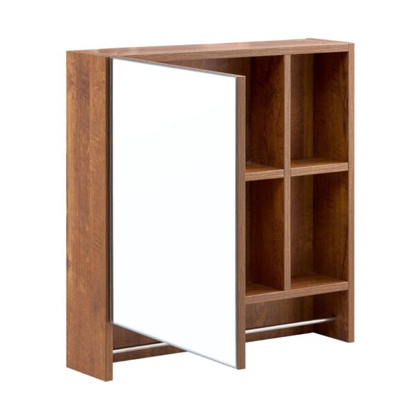 Bathroom Mirror Cabinet Wall Mounted, Medicine Cabinet, Over The Toilet Storage Cabinet With Shelves And Towel Rack - Walnut