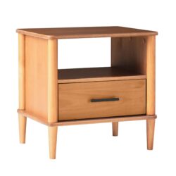 Transitional Solid Wood Spindle Nightstand - Caramel