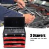 20'' Portable 3 Drawer Steel Toolbox, 4 Layers Of Tools With Metal Latches, With Top Storage Tray And Carrying Handle, Multi Function Tool Storage For Garage, Home, Or Workbench - Black / Red - Image 12