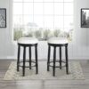 360° Swivel Wooden Barstools, 26" Counter Height (Set of 2) With Fabric Upholstered Seat - Black - Image 2
