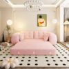 Human Dog Bed, Lazy Sofa Couch, Multifunctional Foldable Sofa Bed, 3 In 1 Teddy Fabric Sleeper Sofa Bed For Living Room Guest Bed, Playroom - Pink - Image 4