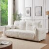 Lamb's Wool 2 Seater Cushion Sofa Comfortable Sofa For Living Room Bedroom And Other Casual Spaces Lamb's Wool Sofa With 2 Cushions And 2 Ball Pillows - White - Image 4