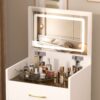 Compact 3 In 1 Vanity Desk With Open Top Mirror, Glass Desktop, 5 Height - White - Image 6