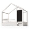 Twin House Bed With Blackboard And Drawers, 2 Assembly Options - White - Image 11