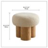 Mushroom Stool With Plush Cushion, Wooden Barrel Pipe - Greige / Walnut - Image 3