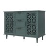 2 Door 3 Drawer Cabinet, American Furniture, Suitable For Bedroom, Living Room, Study - Dark Green - Image 9