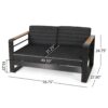 Loveseat With Slat Paneling And Aluminum Frame - Black - Image 3