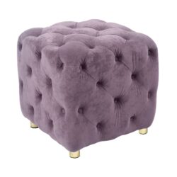 Modern Velvet Upholstered Ottoman, Exquisite Small End Table, Soft Foot Stool, Dressing Makeup Chair, Comfortable Seat For Living Room, Bedroom, Entrance - Purple