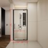 Scalable - Shower Door With 1 / 4" Clear Tempered Glass And Aluminium Alloy Frame - Matte Black - Image 4