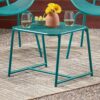 Outdoor Side Table With Mesh Design - Teal - Image 2