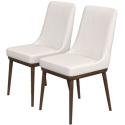 Kate - Mid-Century Modern Dining Chair (Set of 2) - Fabric - White