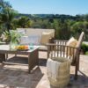 4 Piece Outdoor Chat Set With Water Resistant Cushion And Wood Frame - Cream / Gray - Image 2