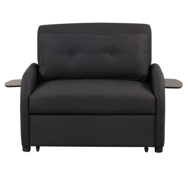 3 In 1 Pull Out Sofa Sleeper With Wing Table And USB Charge - Black