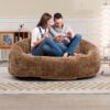 Bean Bag Sofa Lazy Sofa Durable Comfort Lounger High Back Bean Bag Chair Couch - Coffee - Image 7