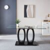 Contemporary Double Pedestal Dining Table, Tempered Glass Top With Base - Black - Image 2