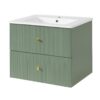 Wall Mounted Bathroom Vanity With 2 Drawers, Ideal For Small Bathrooms - Green - Image 12