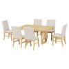 Topmax - 7 Piece Traditional Extendable Dining Table Set With Butterfly Leaf And 6 Upholstered Dining Table Set - Natural - Image 8