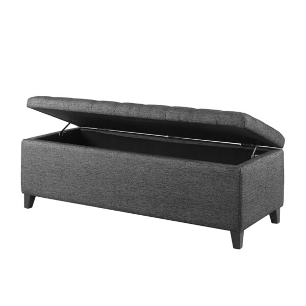 Tufted Top Soft Close Storage Bench Polyester - Charcoal
